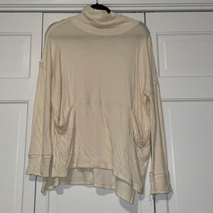 Free People We the Free Cream Boho Distressed Turtle Neck